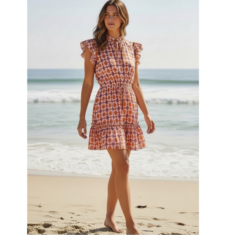 OLIVIA JAMES THE LABEL dress XS daisy chain tinsley pink/orange spring coastal